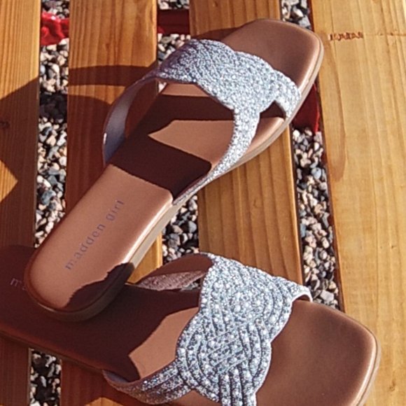 Madden Girl Slides Sandals BLING Size 8 - Picture 6 of 9
